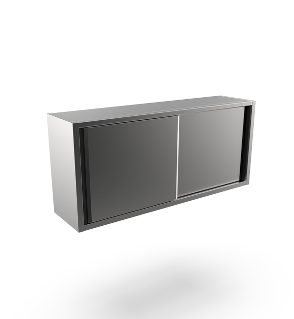 Open wall cupboards with sliding doors