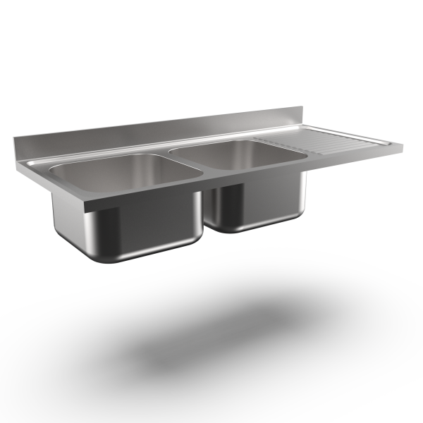 DESSUS PLONGE 2 CUVES 500X500 MM EGOUTTOIR DR.
