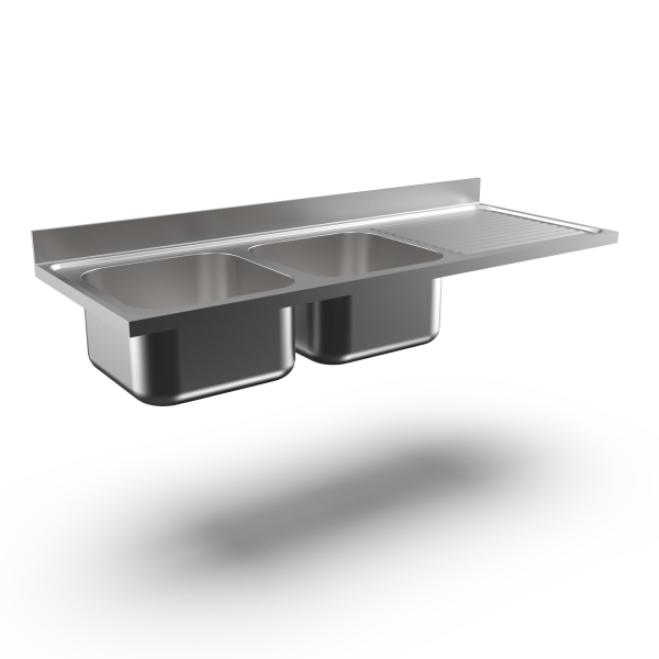 DESSUS PLONGE 2 CUVES 500X500 MM EGOUTTOIR DR.