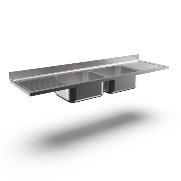 TWO 600X500 BOWL WORKTOP R&LHAND DRAINER