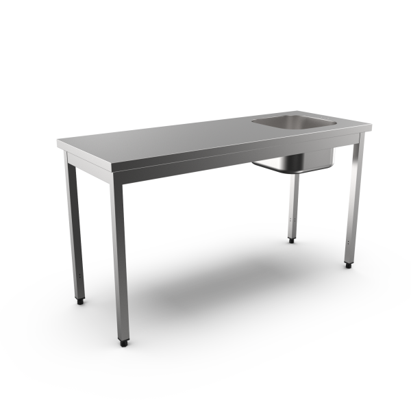 TABLE WITH SINK NO/UPSTAND L. 1600