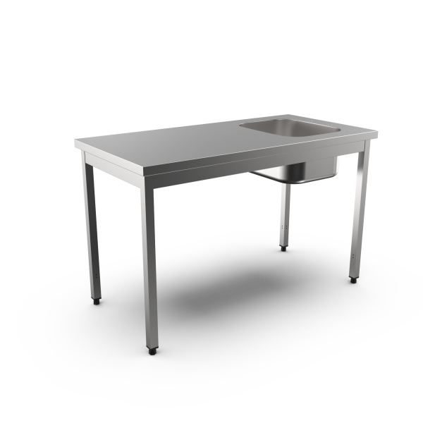 TABLE WITH SINK NO/UPSTAND L. 1400