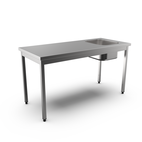 TABLE WITH SINK NO/UPSTAND L. 1600