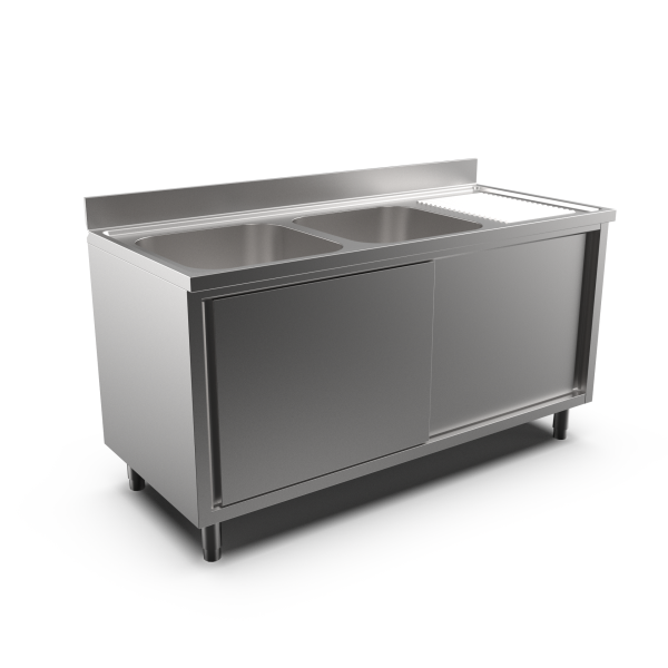 2-BOWL CABINET SINK RH DRAINER 1600