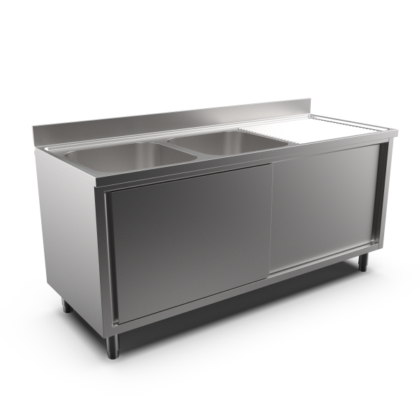 2-BOWL CABINET SINK RH DRAINER 1800