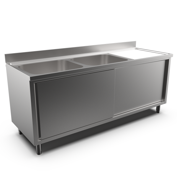 2-BOWL CABINET SINK RH DRAINER 2000