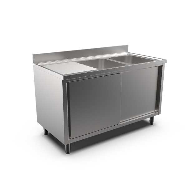 2-BOWL CABINET SINK LH DRAINER 1400