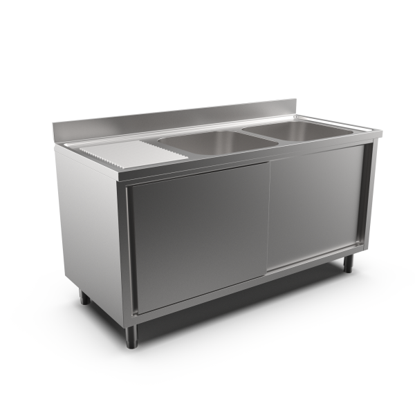 2-BOWL CABINET SINK LH DRAINER 1600