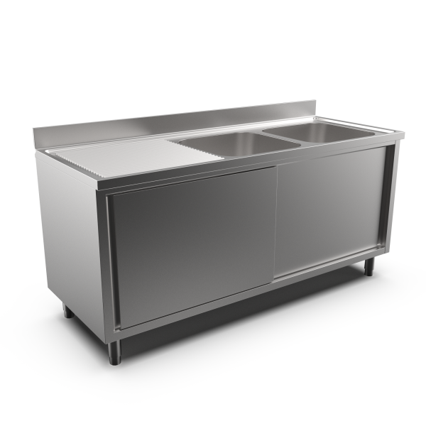 2-BOWL CABINET SINK LH DRAINER 1800