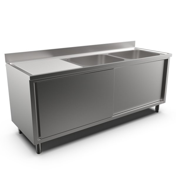 2-BOWL CABINET SINK LH DRAINER 2000