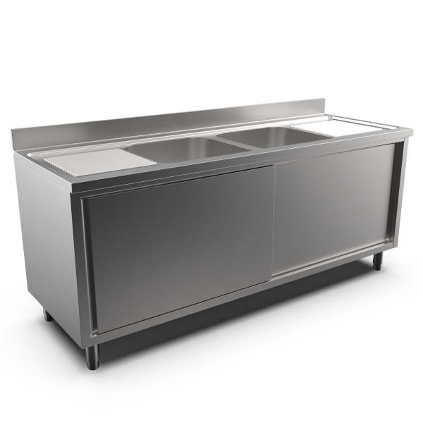 2 BOWL SINK CABINET RH/LH DRAINER 2000