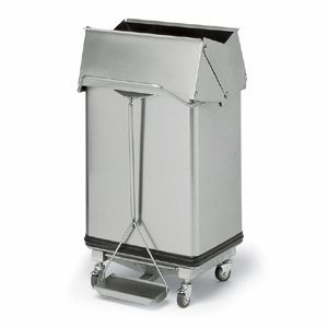 POUBELLE SUR CHARIOT AVEC COUVERCLE INOX 304