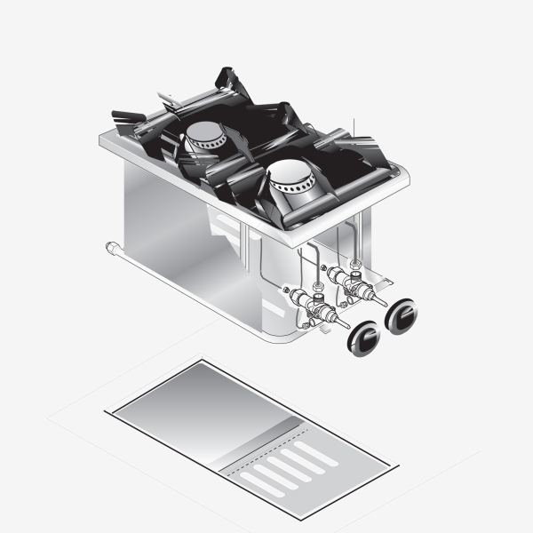 COCINA GAS 2 FUEGOS DROP-IN