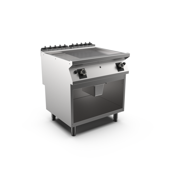 FRYTOP GAZ PLAQUE MIXTE PLACARD OUV.