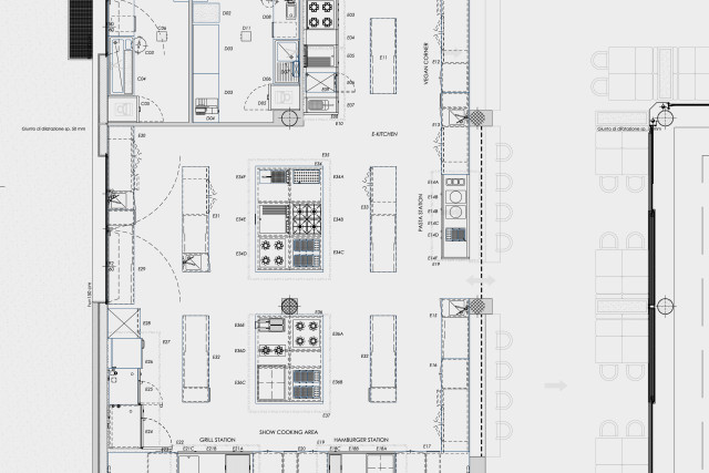 Layout di progetto di cucina professionale Mareno